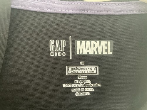Gap Kids Marvel Boy Black Panther 100% Polyester Hooded PJ Top Moonless Night 10 - Picture 2 of 5
