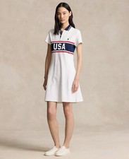 $178 Polo Ralph Lauren Women's Team USA Graphic Polo Dress, White, XS