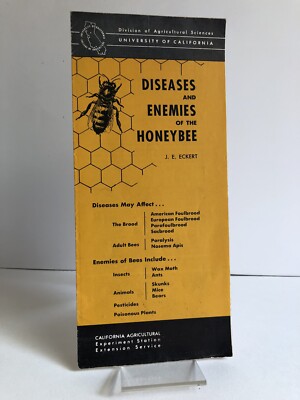 ''Diseases and Enemies of the Honeybee'' J. E. Eckert, foldout leaflet bee-keeping