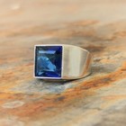 Blue Sapphire 925 Sterling Silver Men's Unique Gift Boho Men's Jewelry 2077