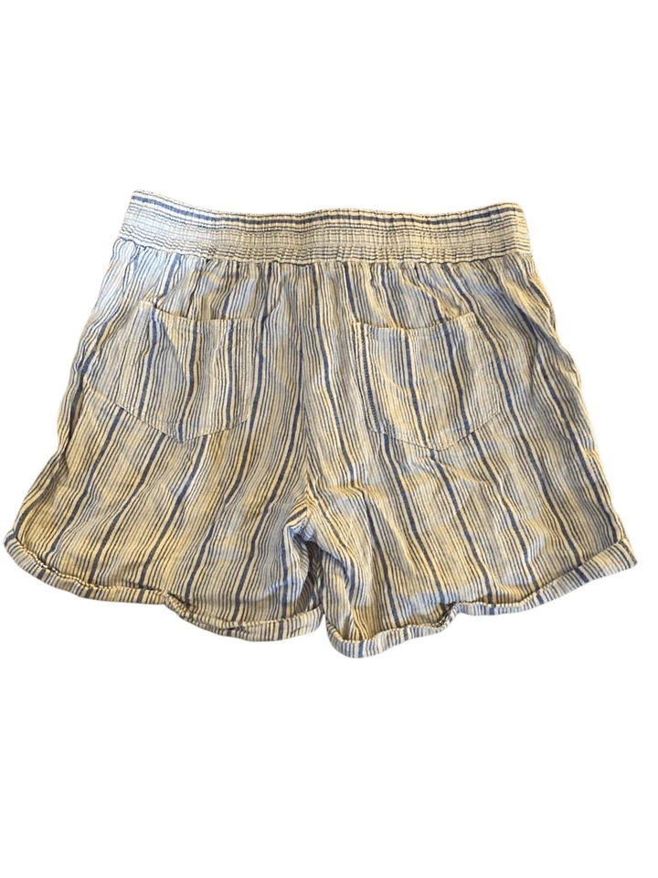 Per Se women’s khaki, blue and white striped linen blend shorts, size small - Image 3 of 4