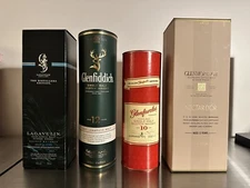 Whisky Btl Boxes 4 Lagavulin, Glenfiddich, Glenfarclas, Glenmorangie - Excellent