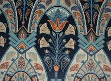 Art Déco Festival Lune Bleu Peluche Velours Tissu Rideau Tapisserie Coussin