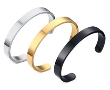Hot selling Men Women Cuff Bangle Stainless Steel Half Open Bracelet 8mm wide