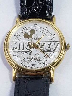 Vtg Disney Lorus Mickey Sixty Years Collectors Watch Runs