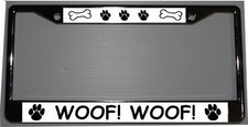 Woof Woof Made in USA Chrome License Plate Frame Novelty Custom Personalized fun