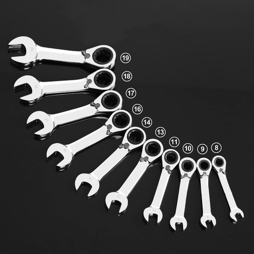 Llave de trinquete reversible Stubby métrica 72 dientes llave de extremo abierto herramientas de mano - Imagen 7 de 28
