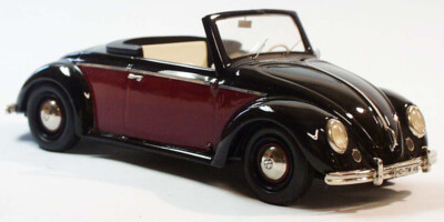 1949 VW ''Hebmueller'' Cabriolet schwarz-rot 1/24 Zinnlegierung Fertigmodell