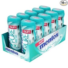 Mentos Pure Fresh Sugar-Free Chewing Gum , Wintergreen, 15 Piece Pack of 10 
