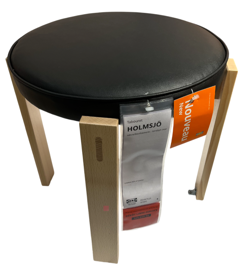 Brand New IKEA HOLMSJO Stool, Beech/Jonsbyn Black 105.609.96 | eBay