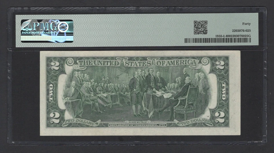 United States-Federal Reserve 2 Dollars 1976 Fr#1935-L (LA Block) Ext. Fine - Image 2 of 2