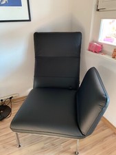 Brühl Multifunktionssessel Roro small, Leder Lama schwarz, Chromgest. mit Rollen