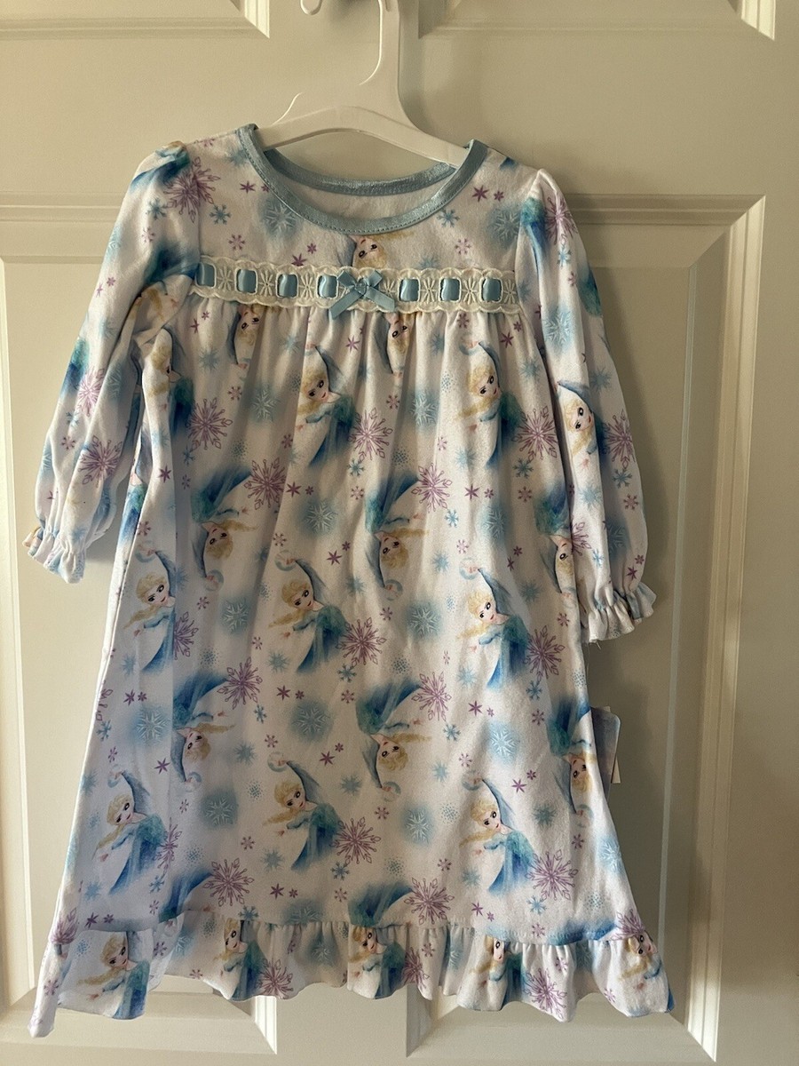 Disney Frozen Princess Elsa Flannel Granny Nightgown Pajamas New W