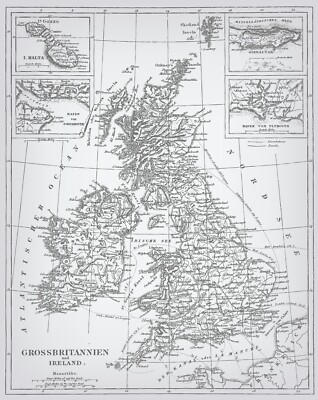 England, Engraving Vector Map Limited Edition Premium Poster 61x91cm