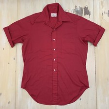 ARROW KENT - Vtg 70s Dark Red Rockabilly Button Up Skate Shirt, Mens MED/LARGE