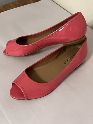 Talbots Women's Size 7.5 B Coral Pink Patent Leather Open Toe Dress Shoes |  eBay