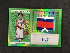 2021-22 Panini Obsidian #224 Keon Johnson Rookie Patch Auto Green Flood /25