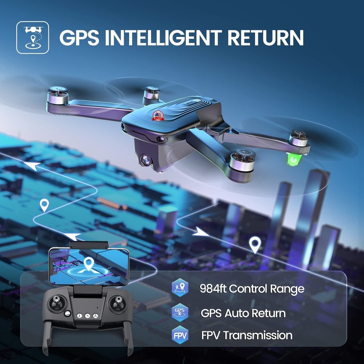 Dron GPS Con Cámara HD 4K Para Adultos Cuadricóptero RC Retorno A