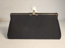Vintage HL Harry Levine Black Cloth And Gold Clutch Purse With Chain USA