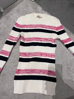 Atemberaubender Pullover Maje rosa schwarz weiß gestreift Größe 1 UVP 275 £