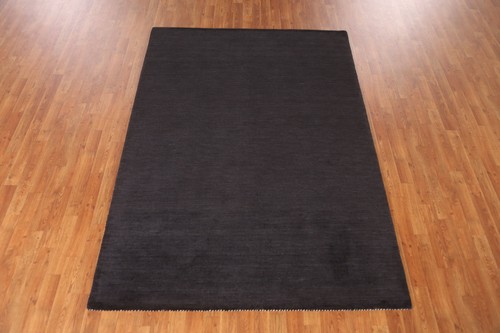 Eye-catching Gabbeh Area Rug Navy Blue Hand-tufted Wool 5x8 ft - Picture 3 of 13