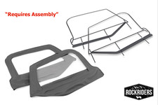 Soft Top Upper Door Windows With Frame Black Pair For 1997-2006 Jeep Wrangler