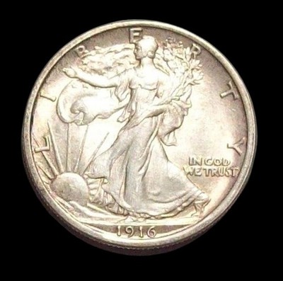 1916-P Walking Liberty Half Dollar As shown in the figure - Very Fine Condition!