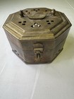 Vintage Brass Decorative Octagon Jewelry Box Trinket Box Solid Brass