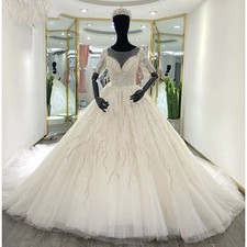 Luxury Ball Wedding Dresses Glitter Applique Sequined A-line Tulle Bridal Gowns
