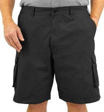 ROCXL Cargo Shorts with Expandable Waist Back Pocket Flaps - BLACK Size 68