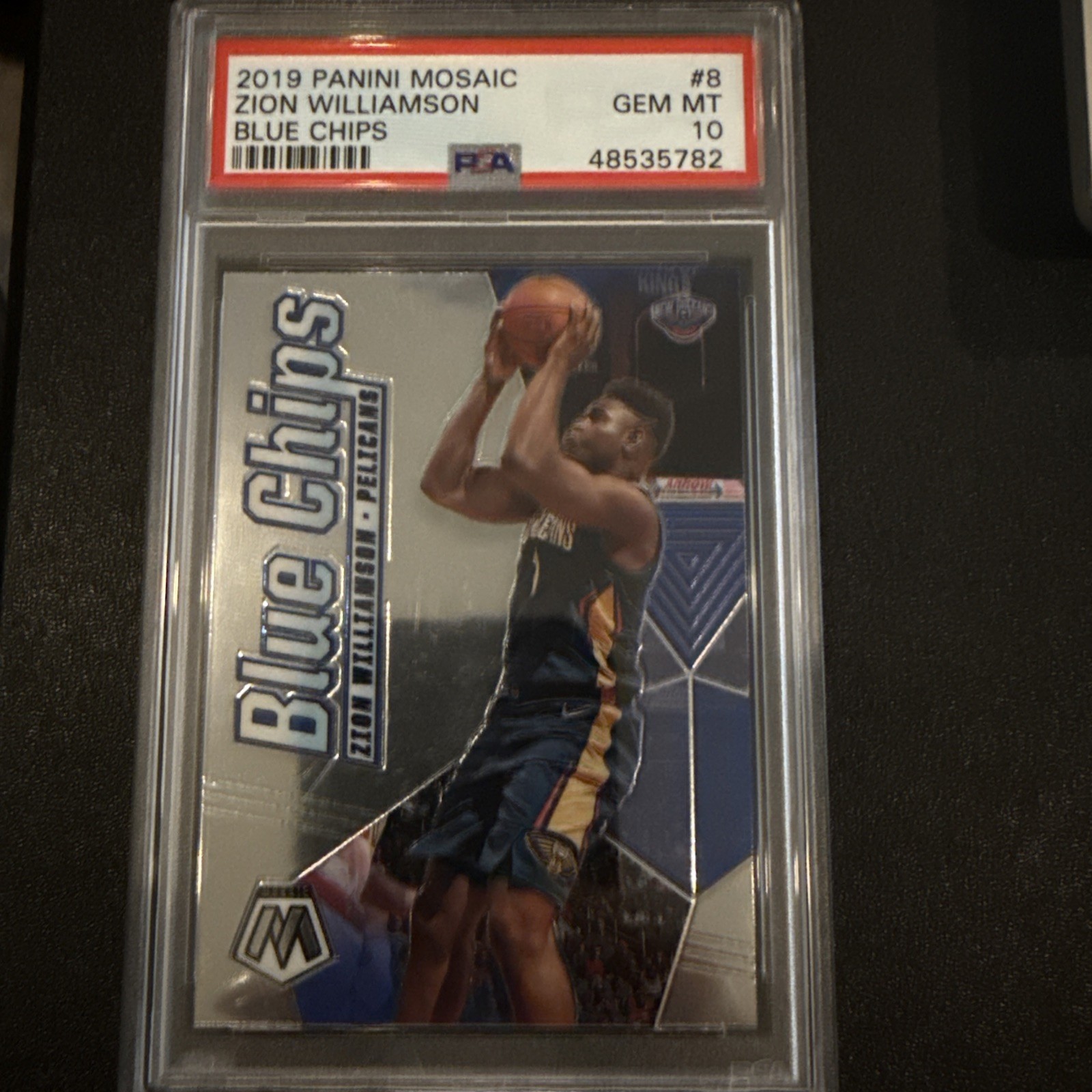 2019-20 Panini Mosaic Zion Williamson Blue Chips Rookie RC #8 PSA 10