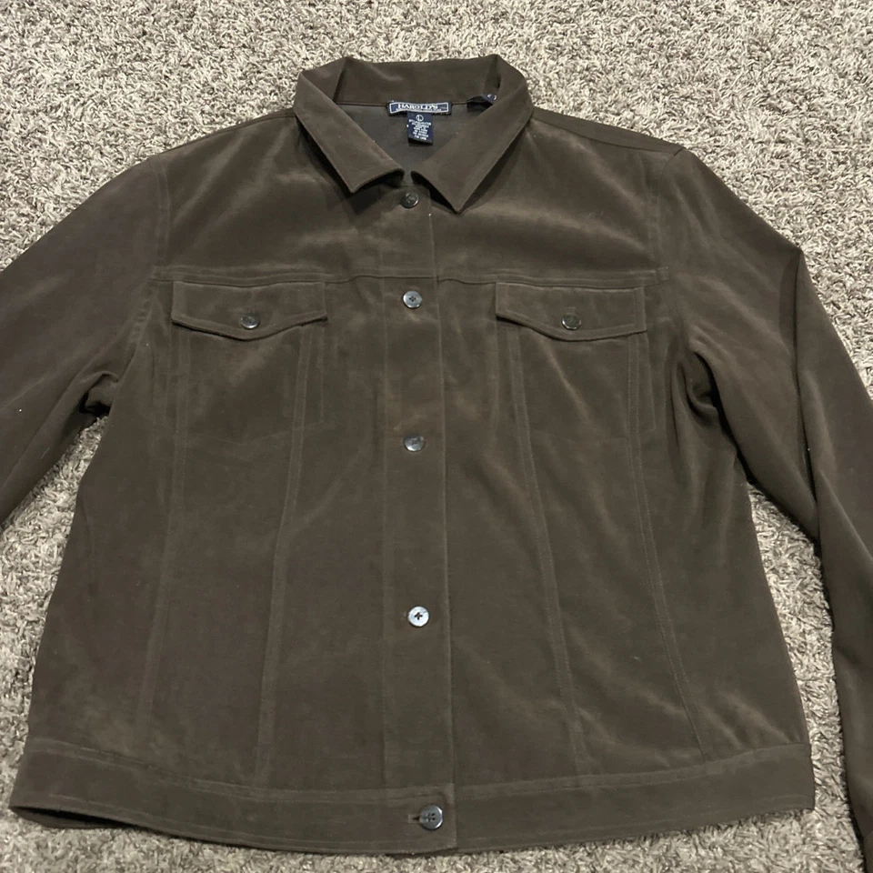 Blusa Harolds Mujer Terciopelo Marrón Camisa Abotonada Manga Larga Talla L B15 Foto 2 de 4