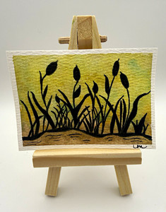 Original ACEO, “Golden Meadow” Mixed Media Art 2.5x3.5