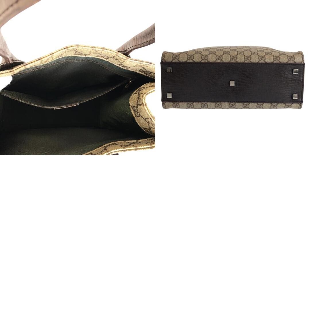 Gucci GG Supreme Canvas Tote Bag Brown Beige Silver Hardware Used thumbnail 4