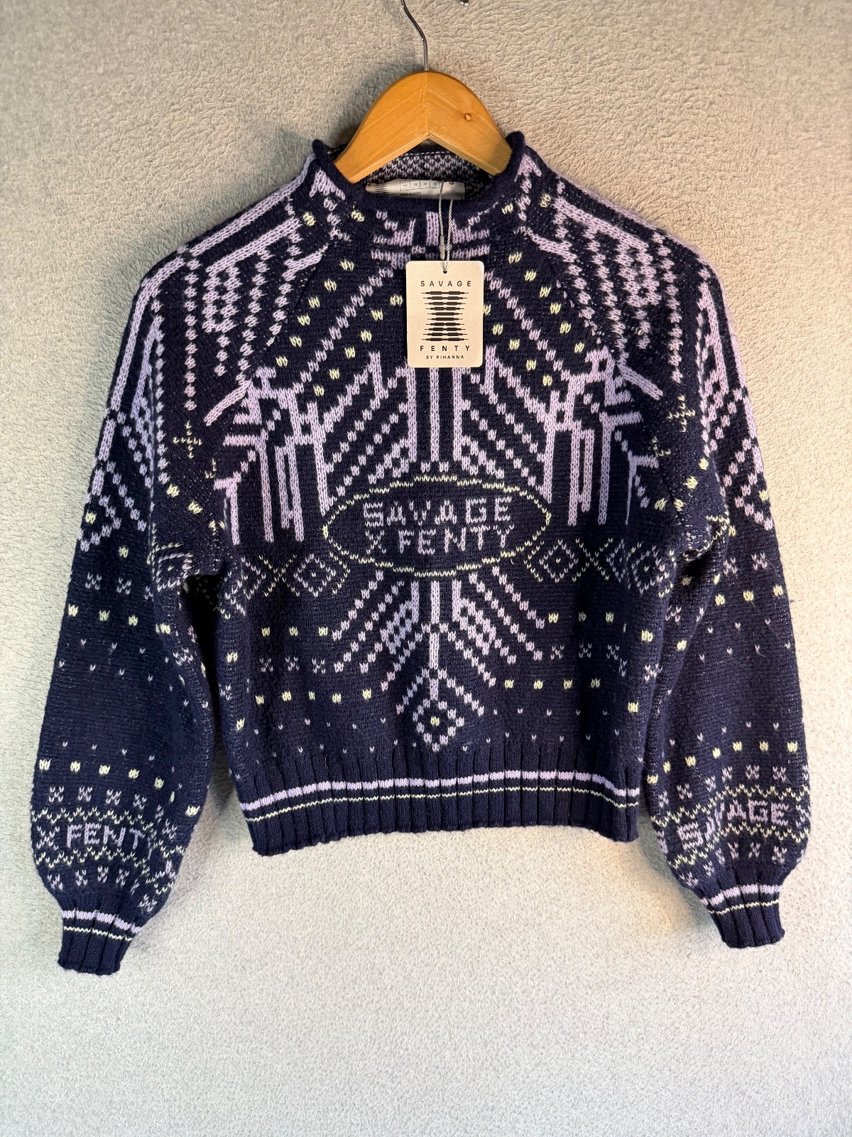 Savage X Fenty Sweater Womens Small Purple Blue Frost Smitten Knitted NWT