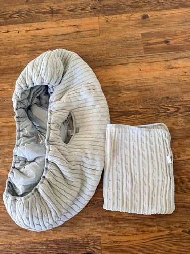 Tadpoles Moses Basket Bedding Cable Knit Set, Grey Blue (basket not included)