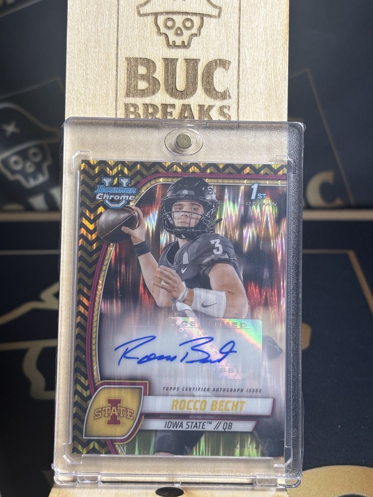 Rocco Becht 1st 2024 Bowman U Chrome BLACK GOLD STEALTH Auto /24 Iowa State 🔥