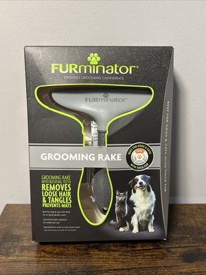 FURminator Daily Grooming Rake w/Rotating Teeth Dogs & Cats w/Thick Fur, NEW