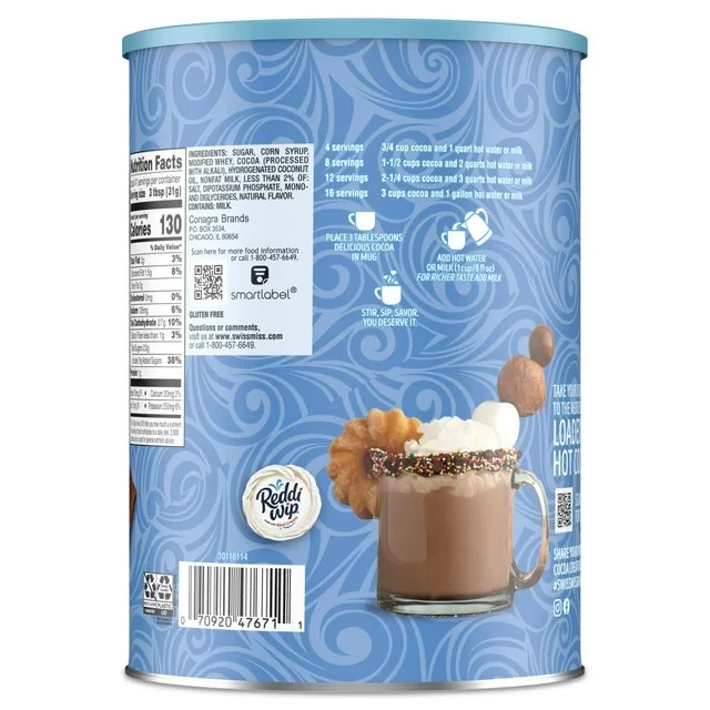 Swiss Miss Milk Chocolate Flavor Hot Cocoa Mix Canister - 45.68oz. New