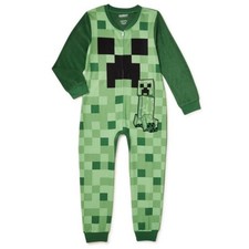 Minecraft Creeper Pajamas Boys Size 4/5 Green New One Piece Union Suit NWT