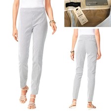 TALBOTS CHATHAM ANKLE PANTS Ivory Black Pinstripe Size 10P BRAND NEW