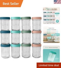 12-Pack 8oz Glass Baby Food Jars Airtight Stackable Storage Solution