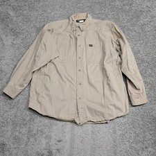 Wrangler Riggs Workwear Mens XXL Khaki Tan Cotton Button Down Shirt 3W501KH
