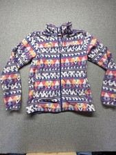 Columbia Girl's Aztec Full Zip Collared Jacket Purple Multicolor L 14-16 
