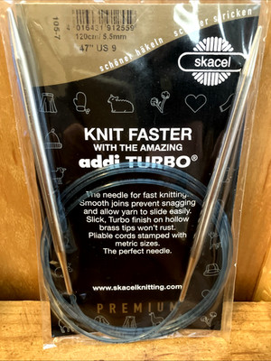 Skacel Addi Turbo Circular Knitting Needle Size 9 , 47'', Knit Faster, NIP