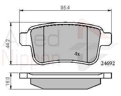 Brake Pad Set For Disc Rear Fits Mercedes-Benz Renault ALLIED NIPPON ADB01715