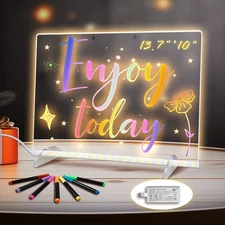 LED Note Board with Colors, 13.7"X10" 4 Modes & 7 Colors ，7 markers，spray bottle