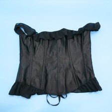 Adore Me Corset Top Women Large Lace Up Back Black Ruffle Satin Polyester