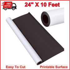 24 Inch X 10 Feet, 30 Mil Blank White Surface Magnet Sheets Magnetic Roll Craft