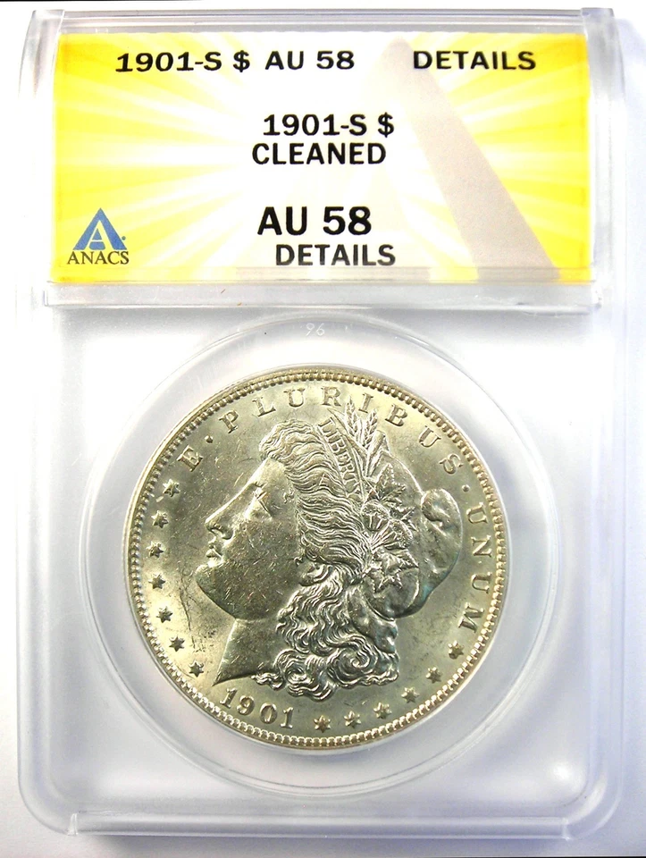 1901-S Morgan Silver Dollar $1 Coin - Rare Date - Certified ANACS AU58 Details - Image 2 of 4